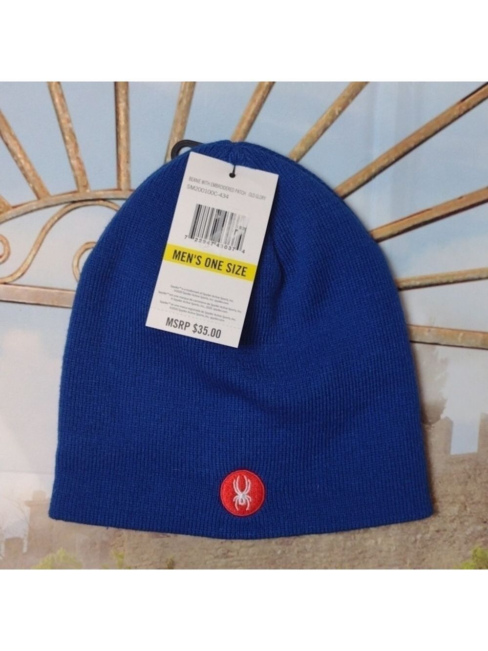 SPYDER mens beanie w/ embroidered patch old glory
